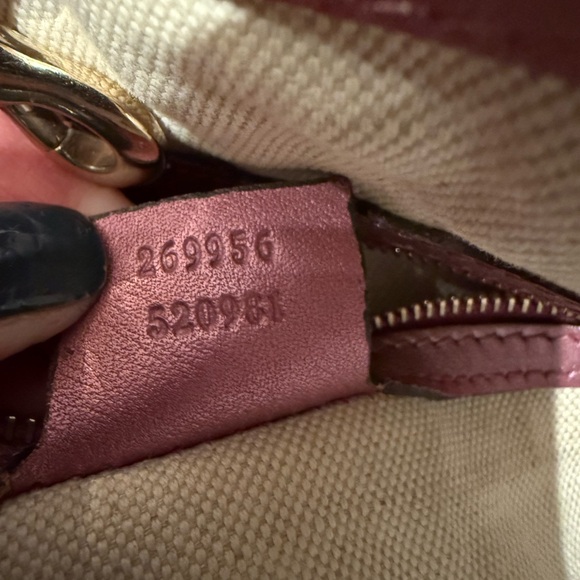 Gucci GG Canvas Heart Bit Leather Tote/shoulder metallic pink EUC - Picture 6 of 6